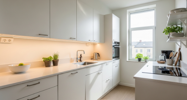 kitchen decorating ideas for apartments
Color Palette and Lighting