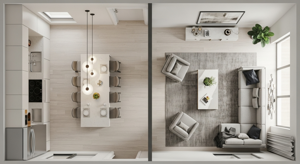 Key Design Considerations for Your Layout open kitchen living room floor plan