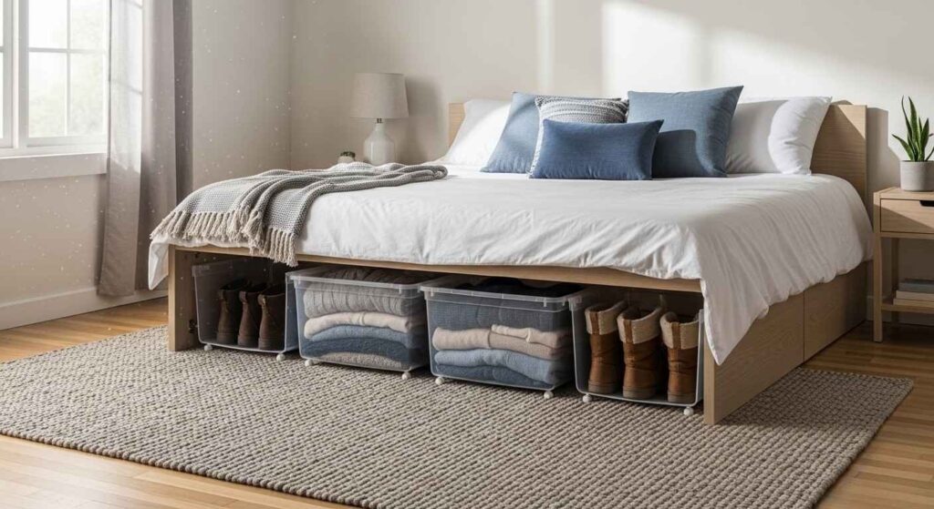 Under-bed storage containers for effective small space organization